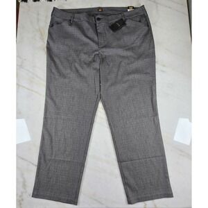 Lee Plus Women's Relaxed Fit Straight Leg Mid Rise Dress Pants Black/White 26W